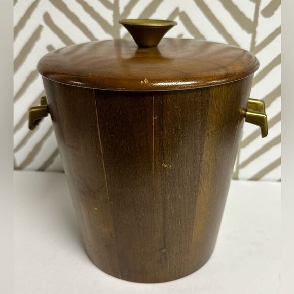 Vintage MCM Vermillion Walnut Co Ice Bucket - Picture 10 of 12